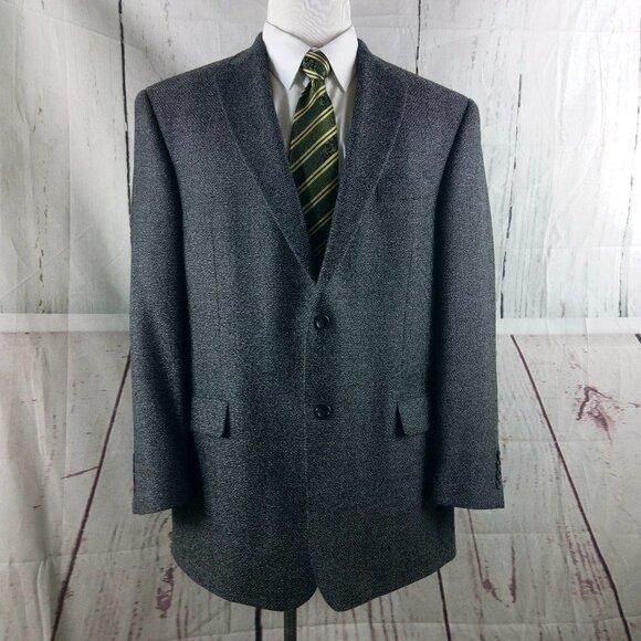 Joseph & Feiss 45R Lambswool 2 Button Gray Multicolor Textured Blazer Sport Coat